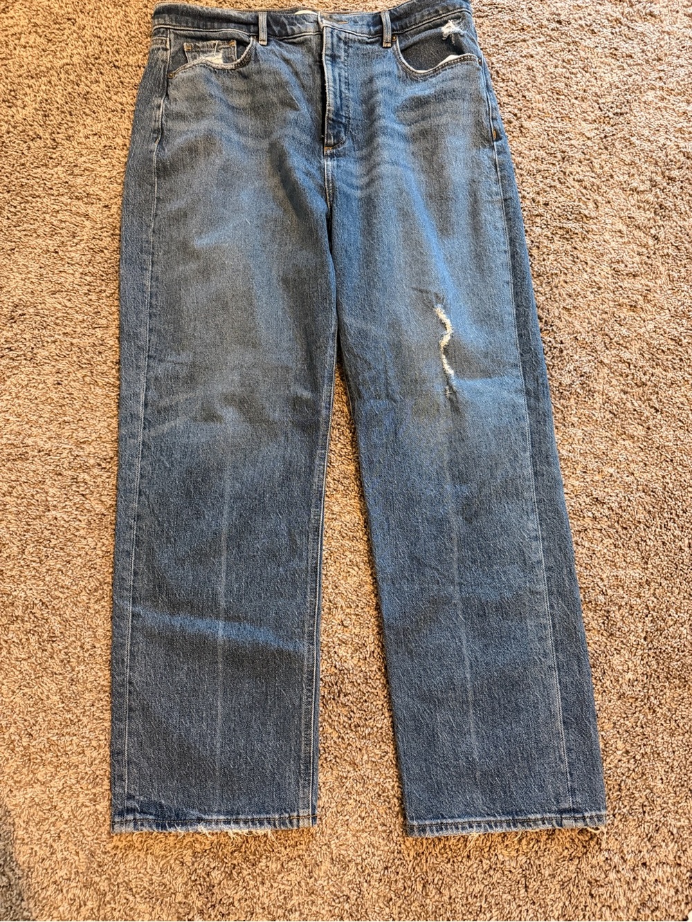 LOFT Jeans Women's 10 Blue The 90s High Waist Straight Distressed Comfort
